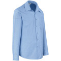 Mens Long Sleeve Micro Check Shirt - Light Blue