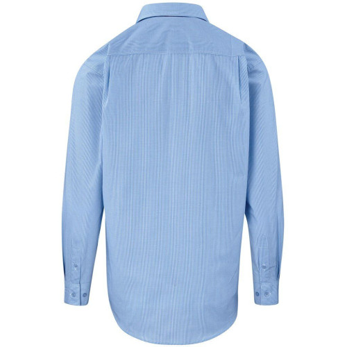 Mens Long Sleeve Micro Check Shirt - Light Blue